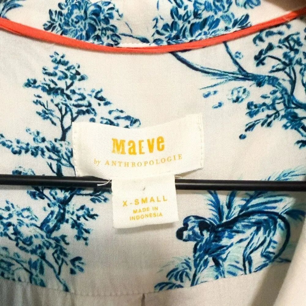 Anthropologie Maeve Jungle Print Short Sleeve Button Down Size XS - Image 7