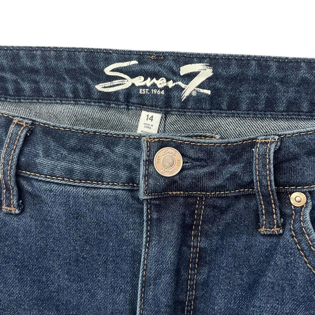 7 For All Mankind Slim Straight Jeans Stretch Denim Blue Women's Size 14 - Image 4