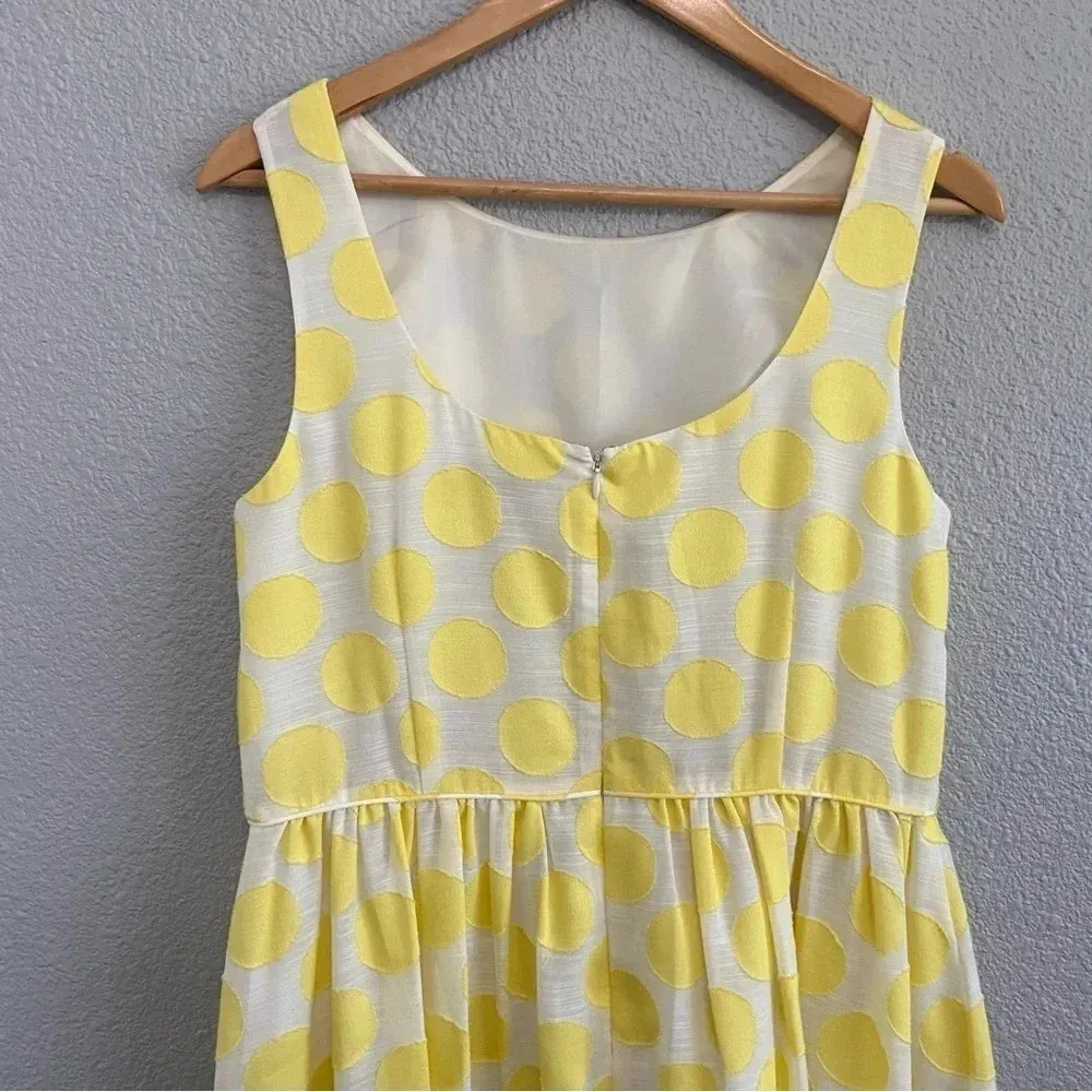 LOFT White and Yellow polka dot dress size 10‎ EUC - Image 4