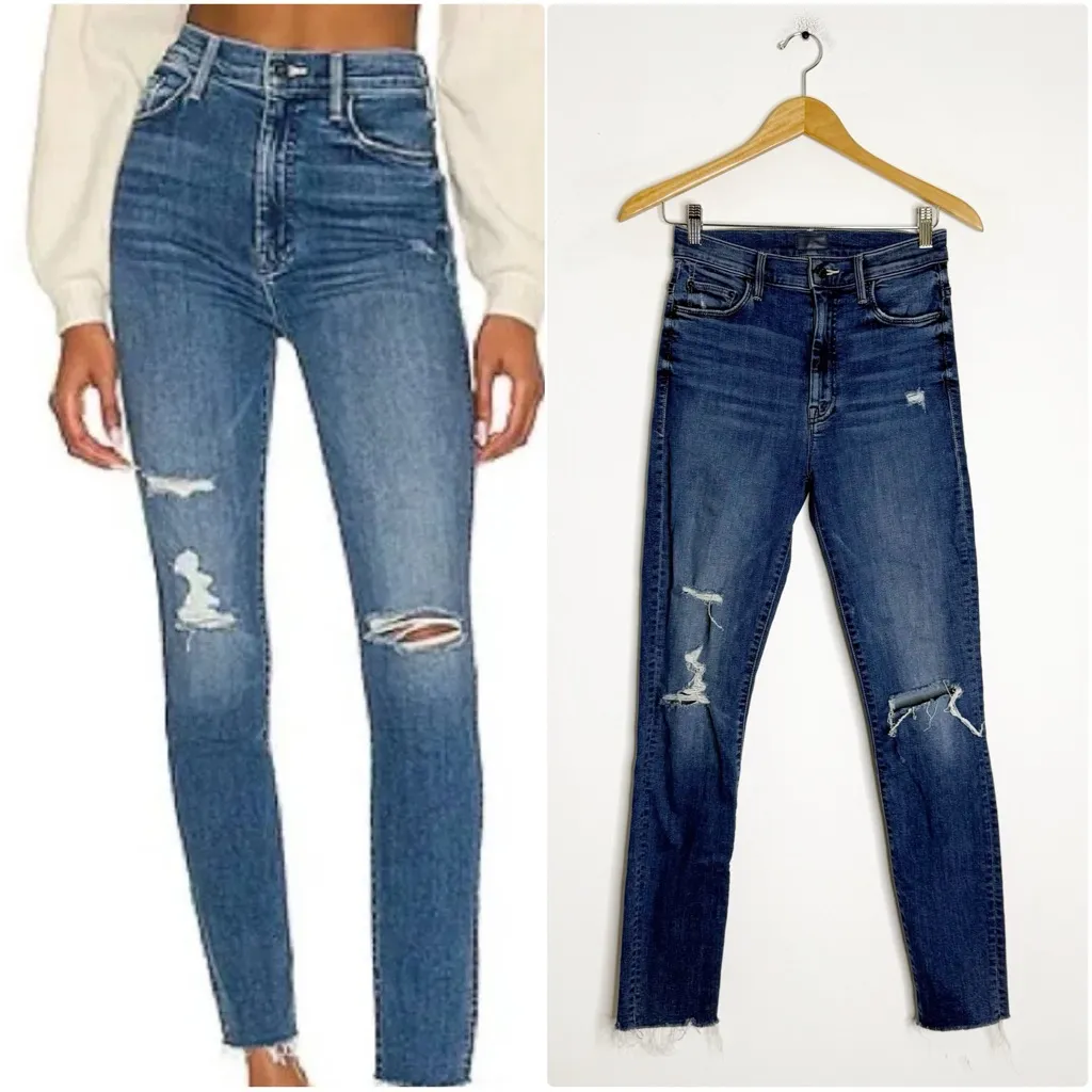 MOTHER The Swooner Ankle Fray Jeans – “Weekend Warrior” – Size 26 Blue - Image 2