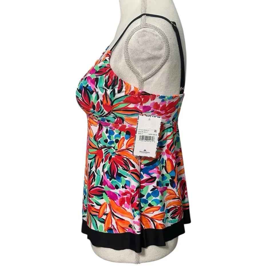 Stella Parker Island Collection Colorful Floral Tankini Swim Top NWT Black - Image 3