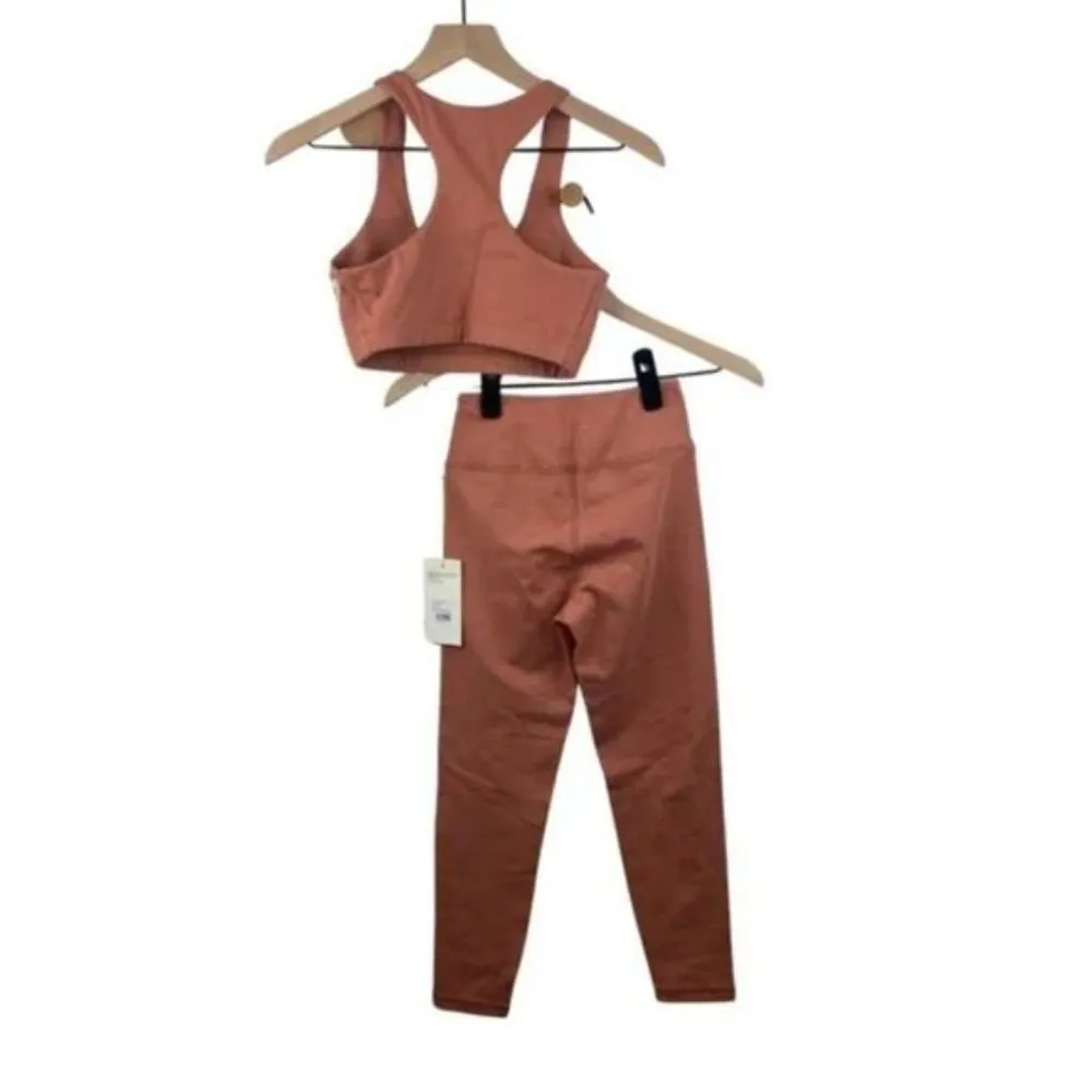 MATE the Label NWT XS Organic Stretch Sports Bra & Leggings Set Bloom Dark Pink - Image 11