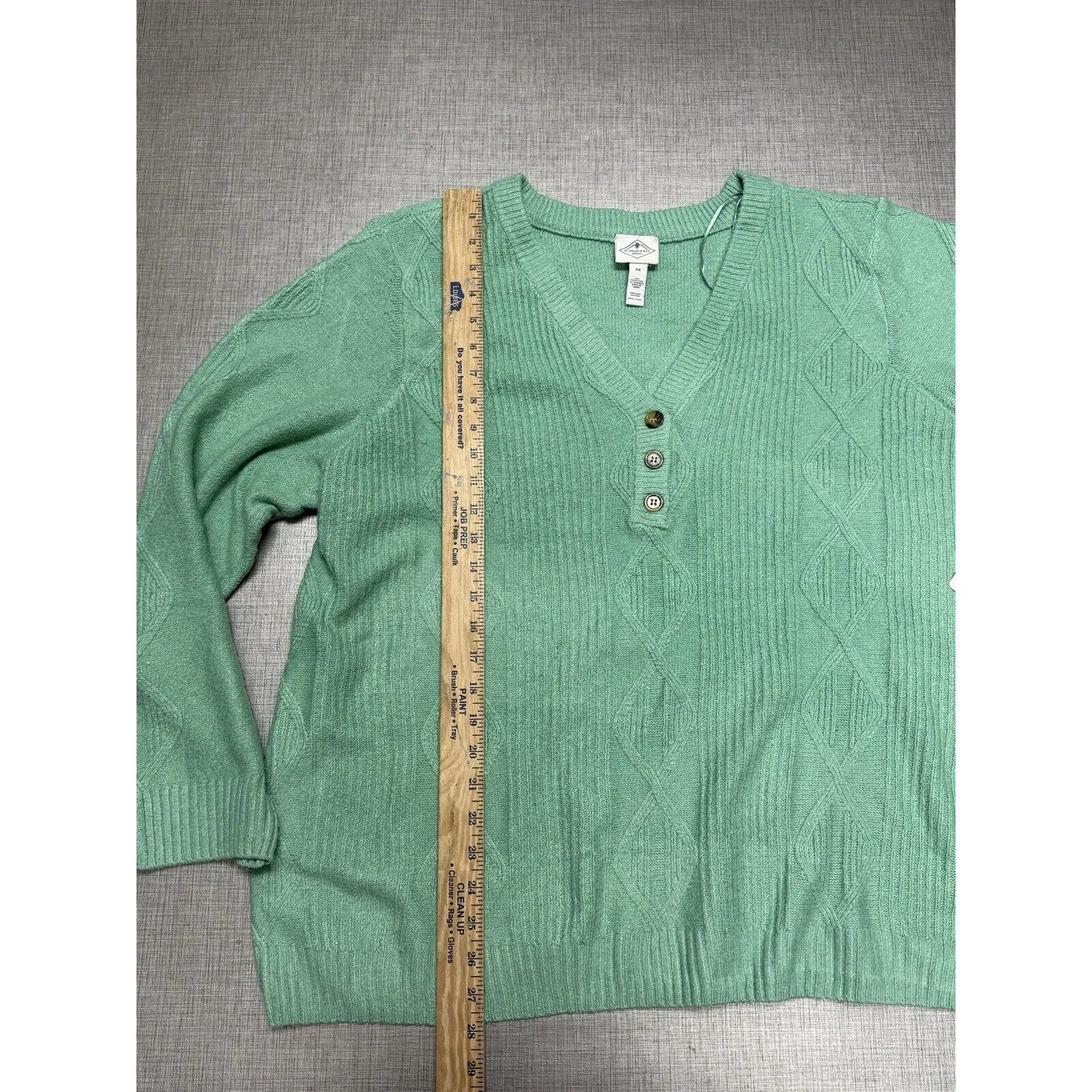 NEW St Johns Bay Henley Sweater Womens 2XL Green V Neck Buttons‎ NWT - Image 7
