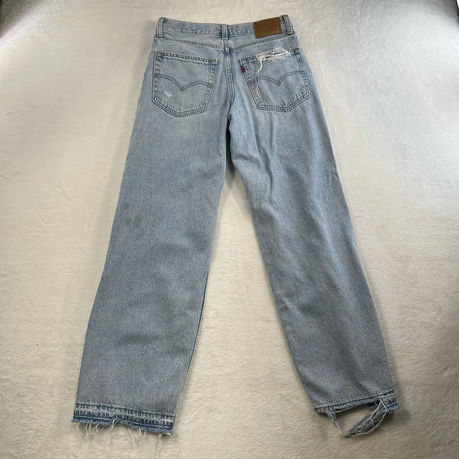 Levi's Sz 25 Premium Baggy Dad Jeans Slouchy Women’s Distressed Holes Grunge - Image 11