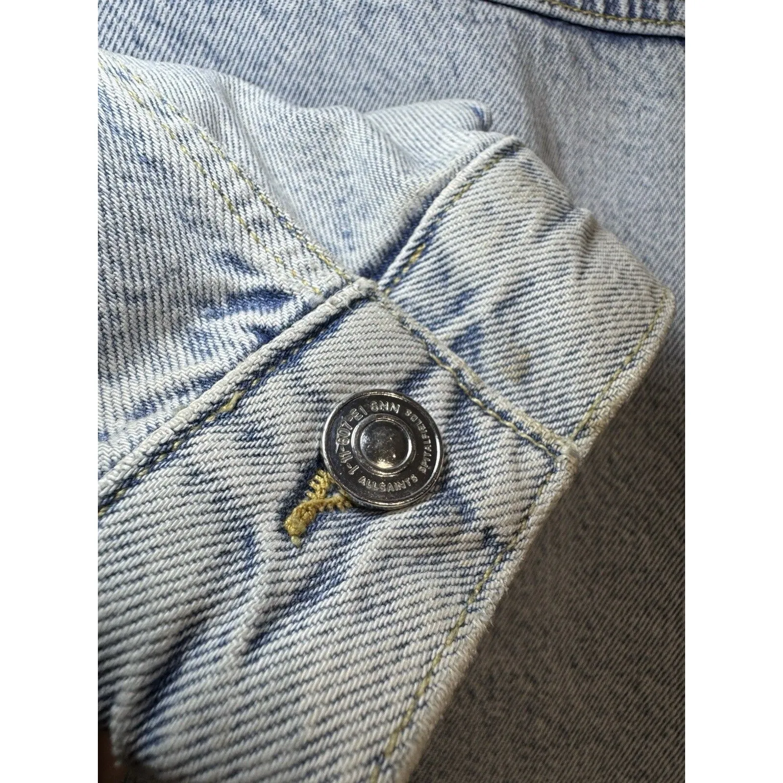 ALLSAINTS Women Jinx Oversized Long Sleeve Cotton Crop Denim Jacket Size XS/S Blue - Image 4