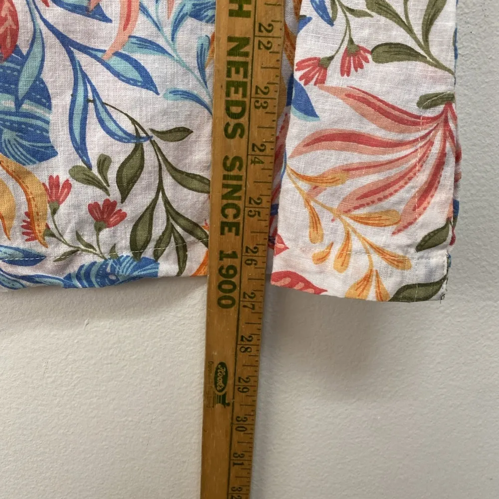 Coral Bay Linen Blend Top XL Multicolor Button Coastal Grandma Beach Sustainable - Image 5