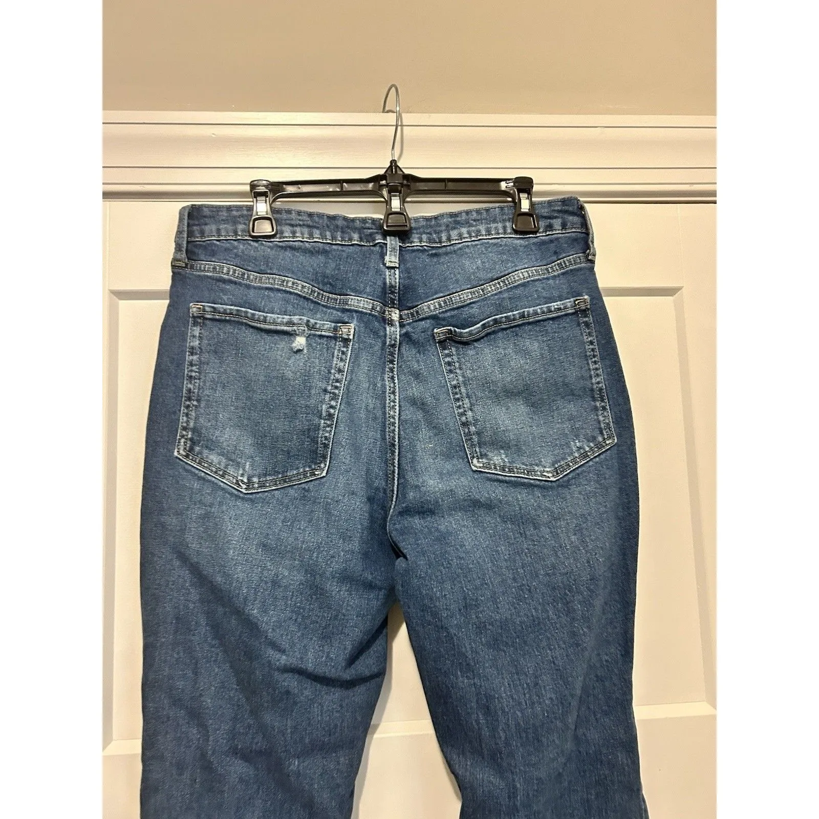 Old Navy Jeans Womens Size 14 High Rise OG Straight Blue Ripped Distressed Denim - Image 8