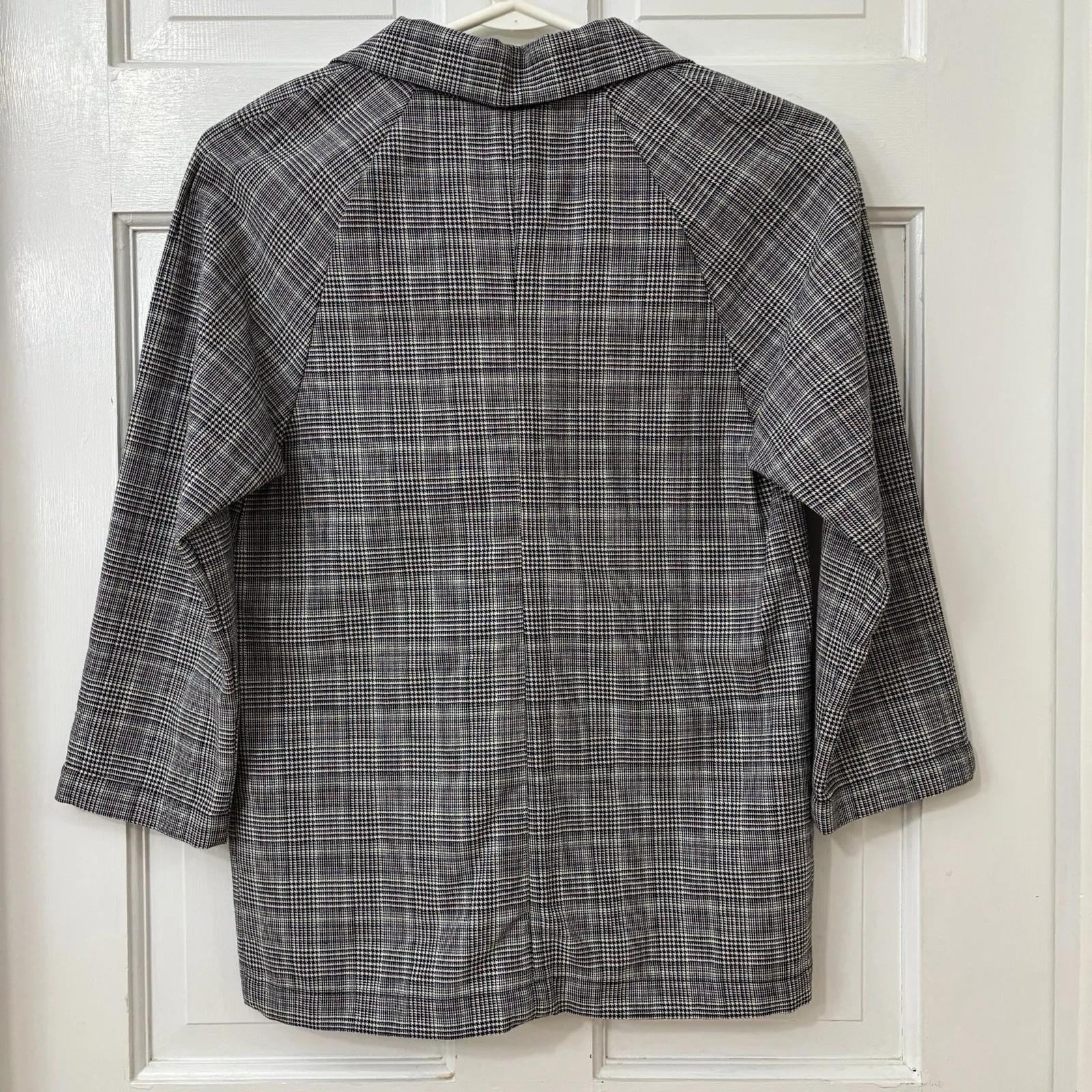 Plaid Blazer Academia Career‎ Casual Lightweight Boxy M WALKING ON SUNSHINE Gray Size M - Image 3