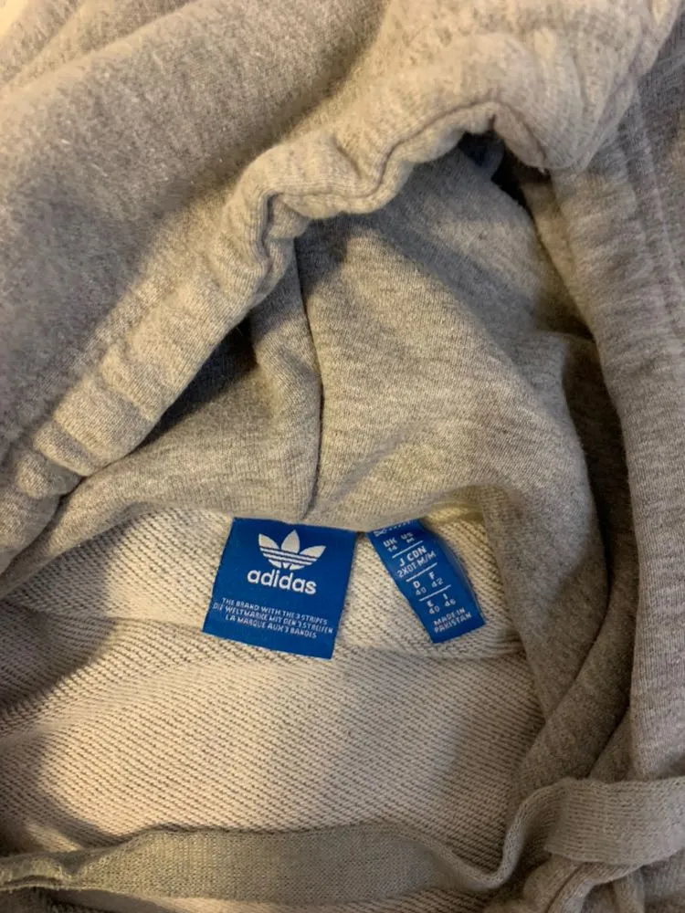 Adidas Grey Logo Hoodie - Image 4