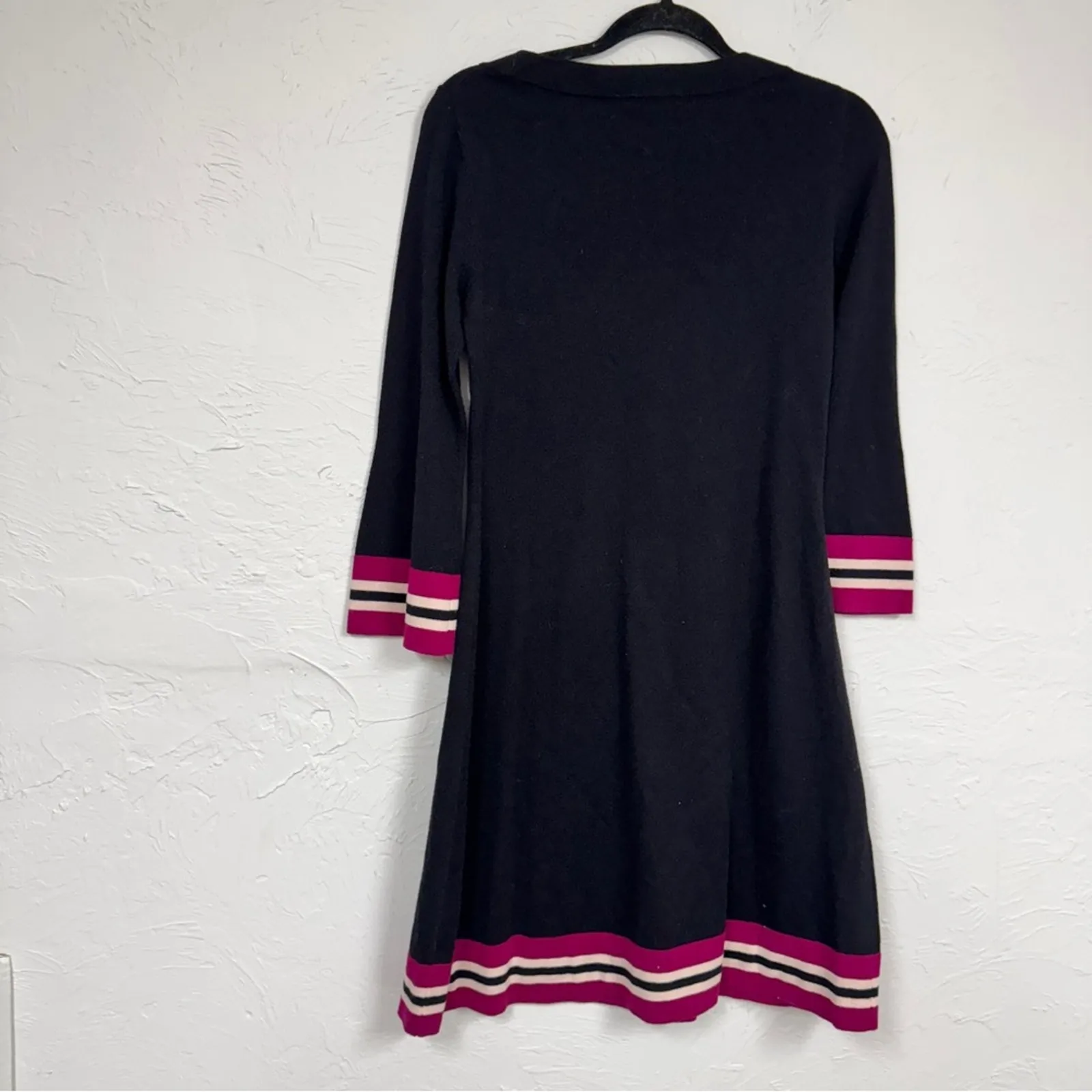 Boden Black Pink A Line Mini Dress Womens 6 Preppy Coquette Twee Skater Stretch - Image 3
