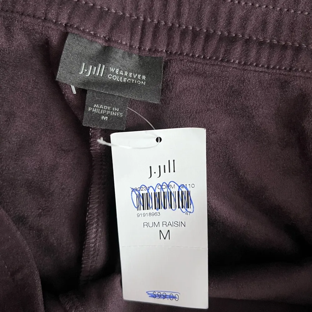 NWT J. Jill Wearever Faux Suede Slim Fit Pants | Rum Raisin Purple | Medium - Image 6