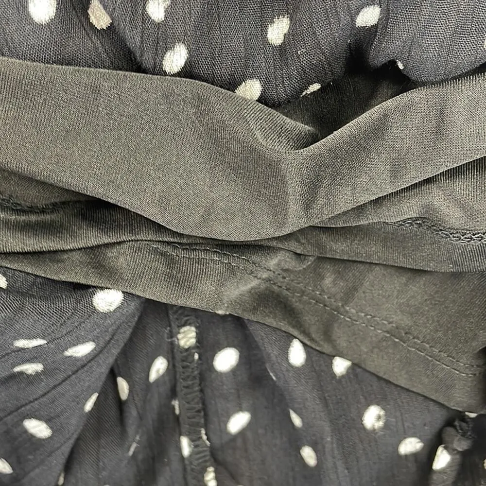 Maurices Black Polka Dot Babydoll Mini Dress. 3/4 Sleeves, Tie Back. Size S NEW - Image 7
