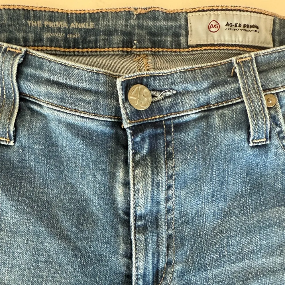 AG Adriano Goldschmied The Prima Ankle Cigarette Jeans Distressed Denim Size 32 - Image 5