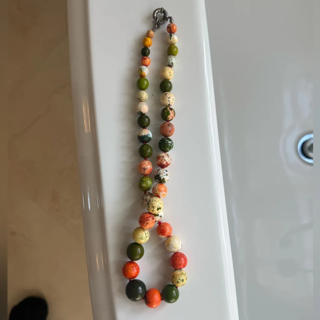 Multicolor Jasper Bead Necklace – Earth Tone Statement Piece - Image 5