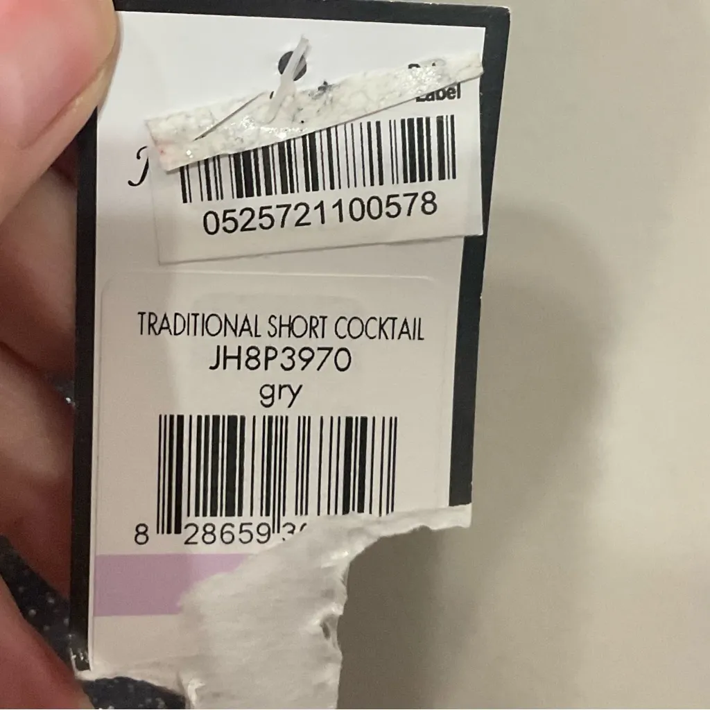 Metallic Glitter Cocktail Sheath Dress Sz 6P Evening Grey Silver - Image 5