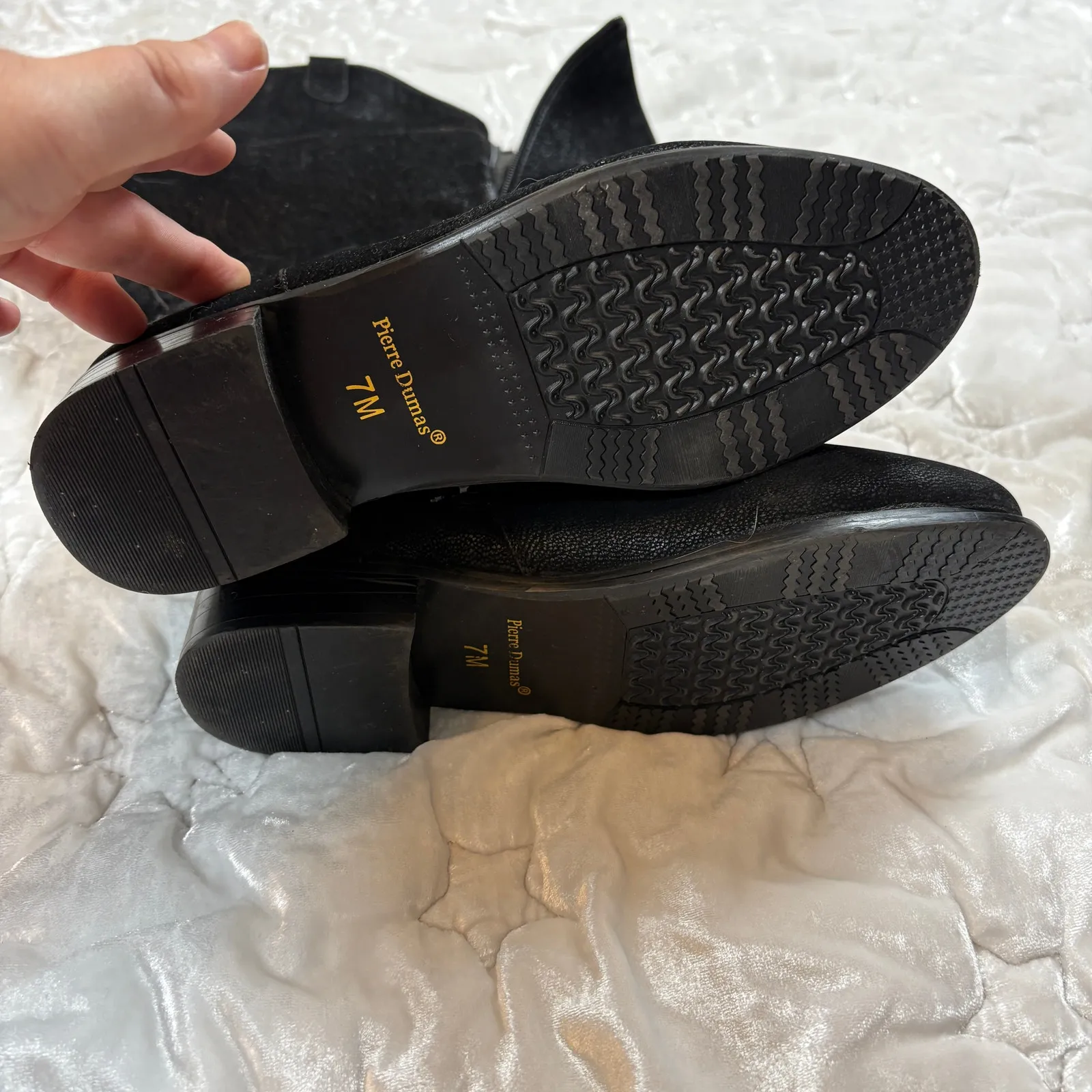 Pierre Dumas Emerson-26 Tall Black Faux Leather Riding Boots Size 7 - Image 5