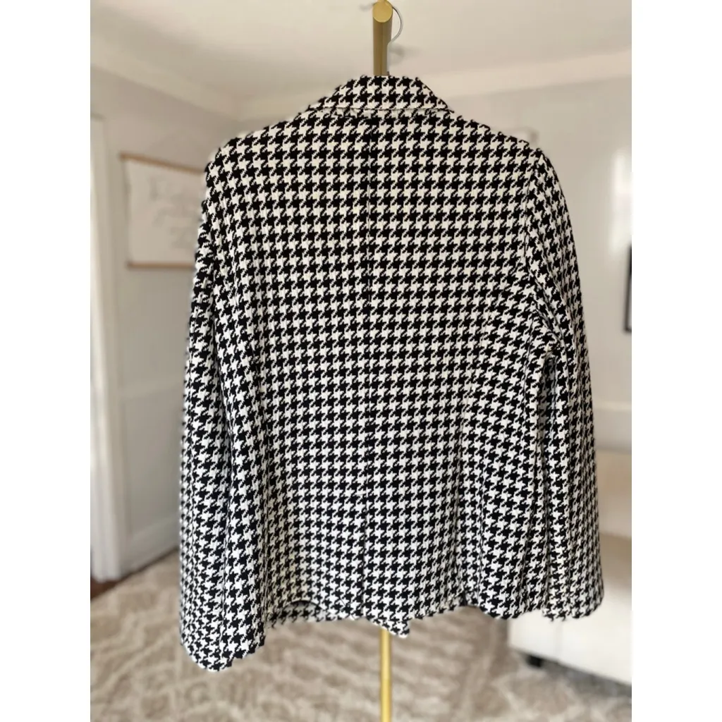 Bagatelle Collection Houndstooth Blazer Jacket Black White Scandi Parisian XL - Image 3