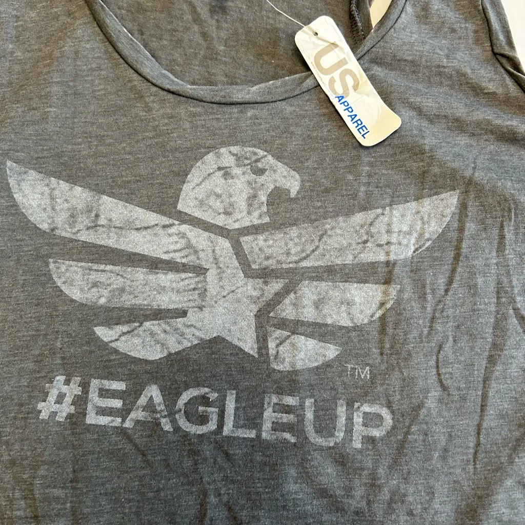 NWT U.S. Apparel Eagle Up Racerback Distressed Tank Top (Size Large) Gray - Image 2