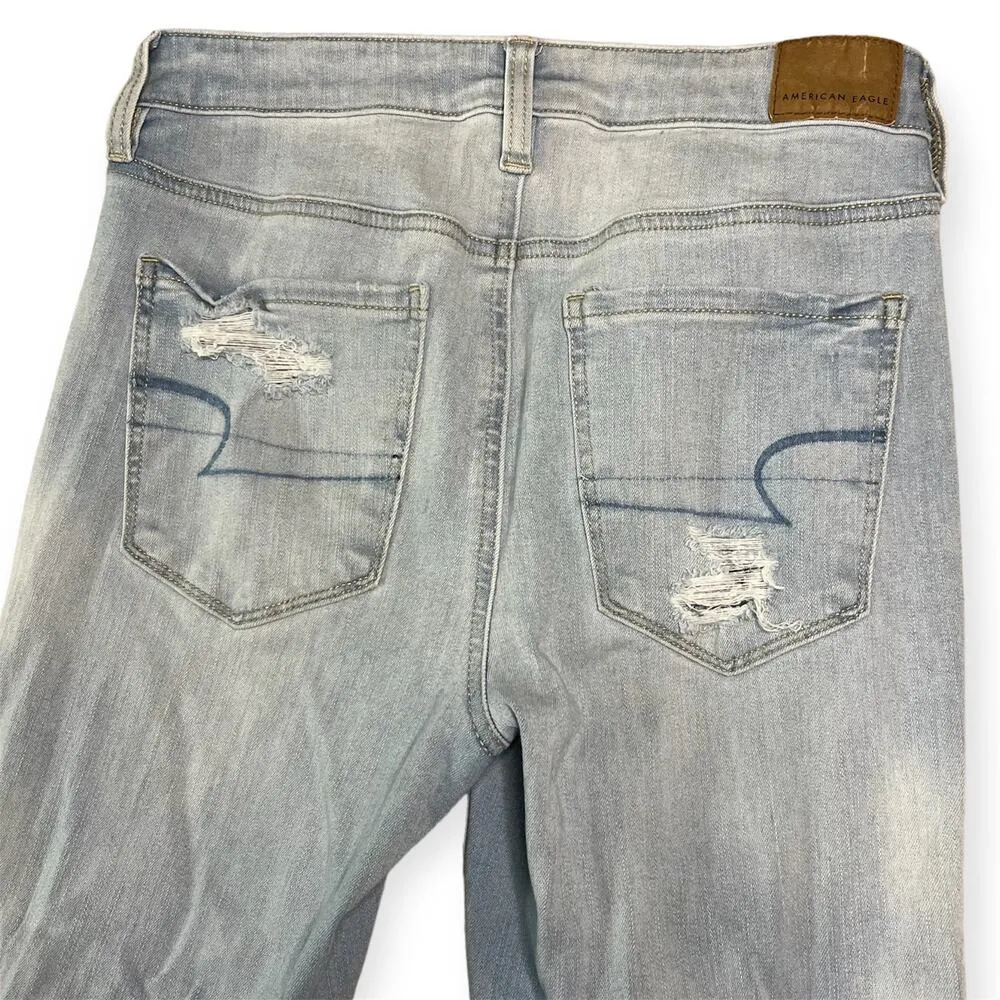 American Eagle Outfitters LightWash Super Hi-Rise Jegging Crop Distressed Size 4 - Image 10