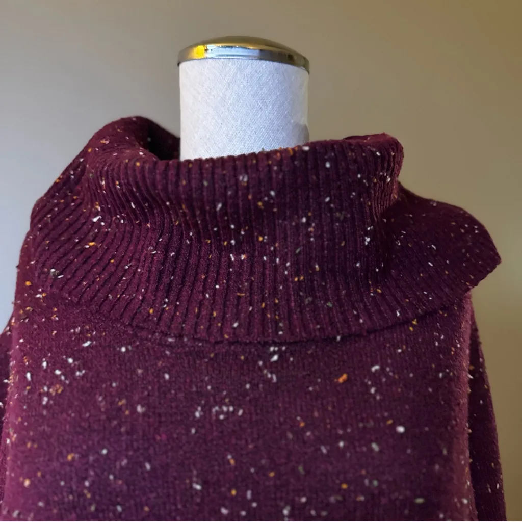 St. John’s Bay Women's Knit Cowl Neck Sweater Speckled Cabin Burgundy L NWT - Image 13