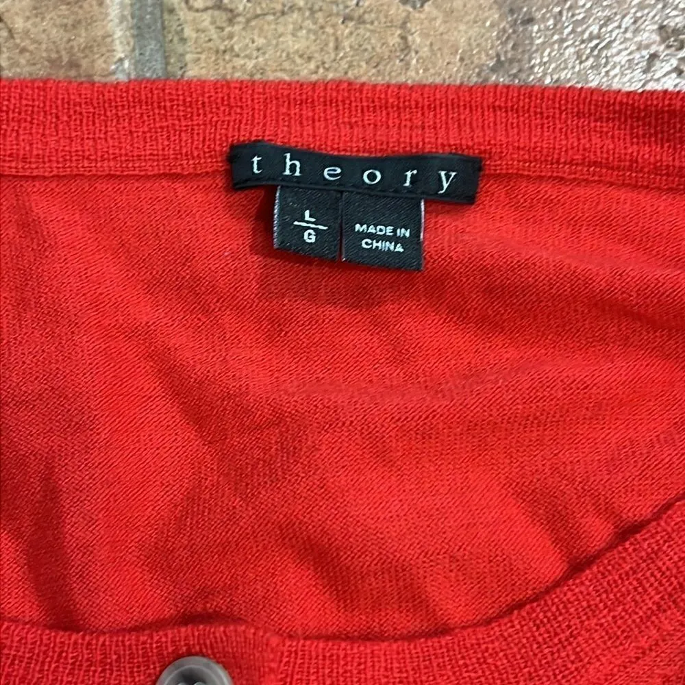 Theory Womens Long Sleeve half button down Wool Knit Sweatshirt size L - Image 5