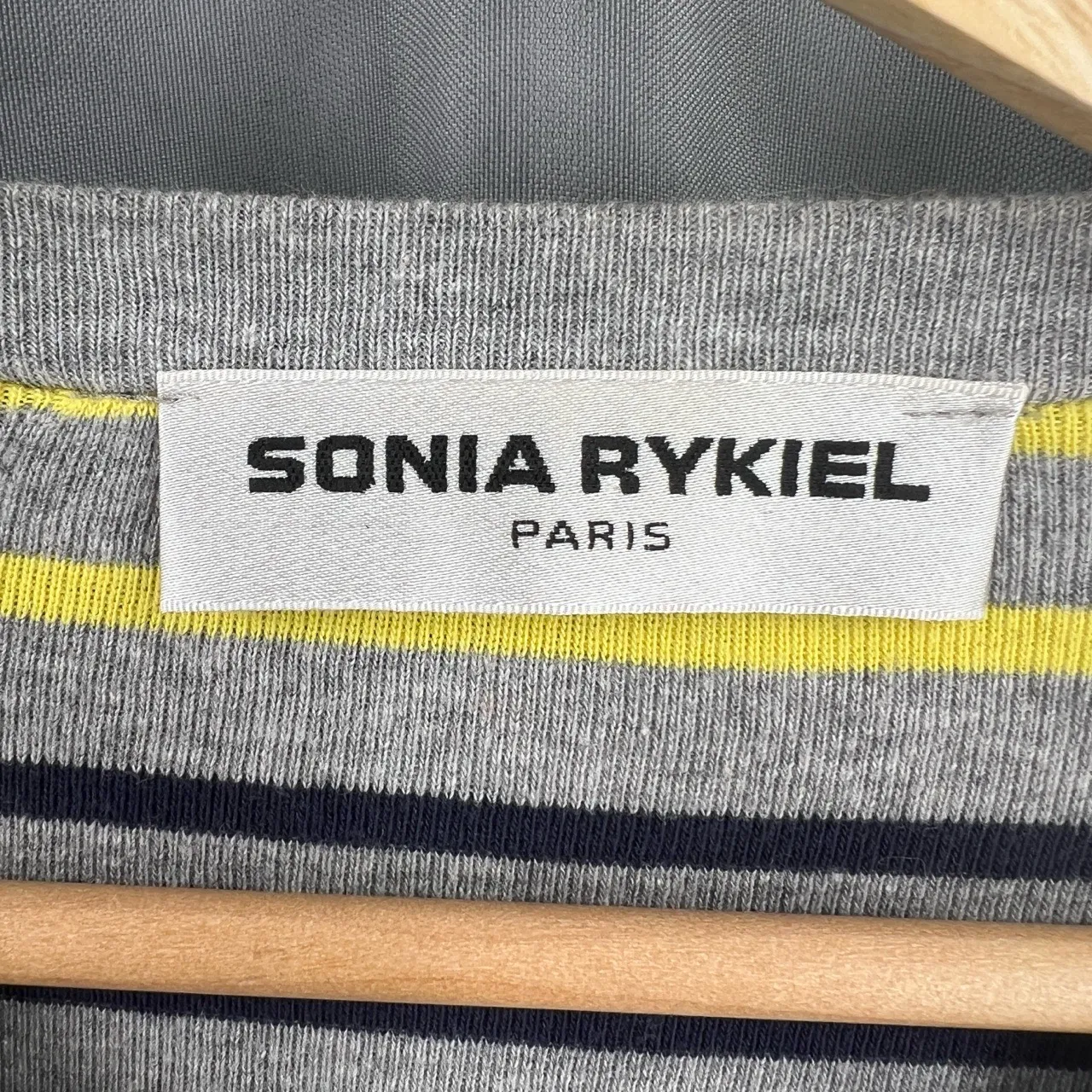 Sonia Rykiel Paris Cardigan Sweater Gray Yellow White Blue Striped Estimated M Size M - Image 4