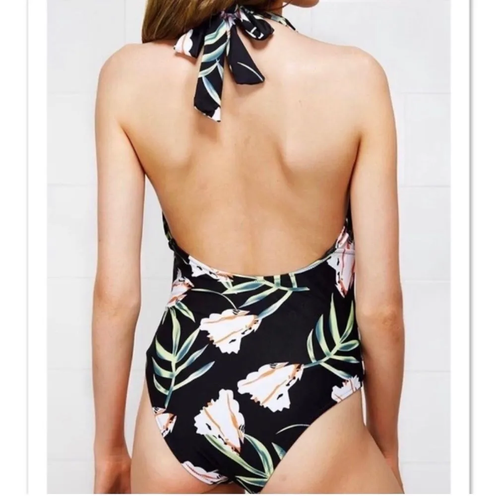 Cupshe Floral Years of Flowers Halter Swimsuit Sz S - Image 4