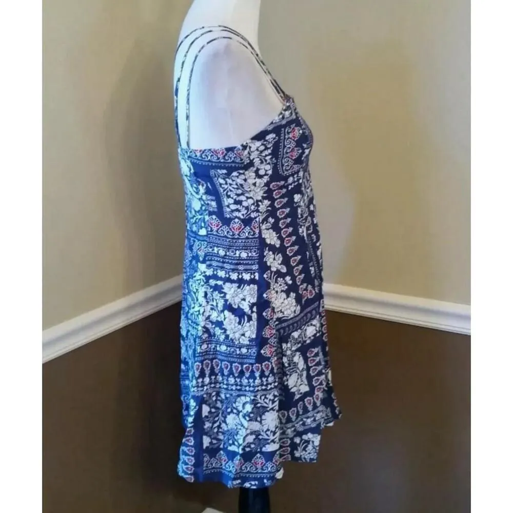 Patchwork Blue & White Paisley Boho Strappy ModCloth Sun Dress by Ripe Clothing - Image 5