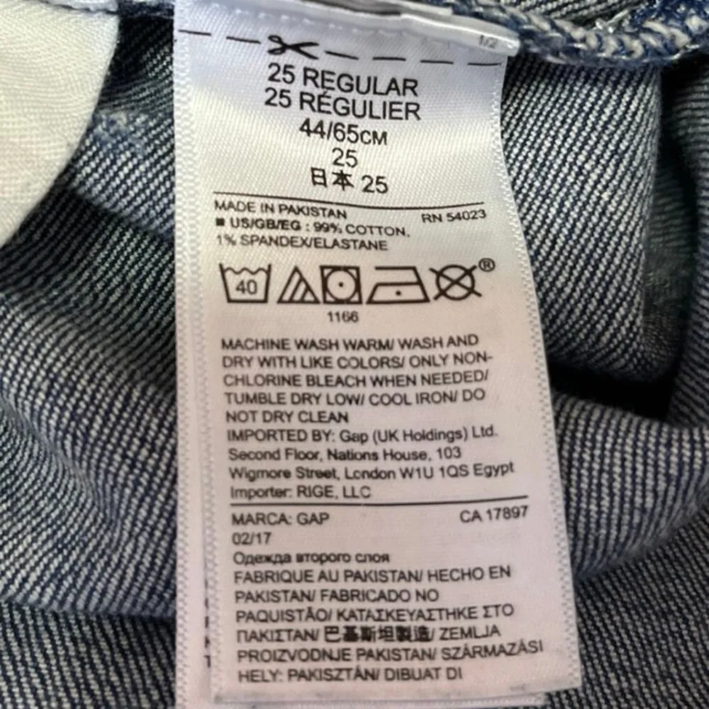 Gap 1969 Women's Blue Distressed Boyfriend Pockets Cuffed Denim Jean Shorts 25 - Image 5