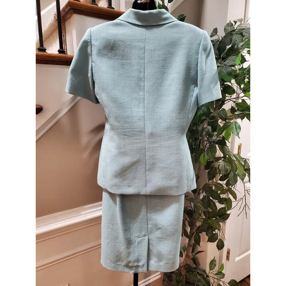 Morgan Miller Women Blue Polyester Single Breasted Blazer & Skirt 2 Pcs Suit 10P - Image 9