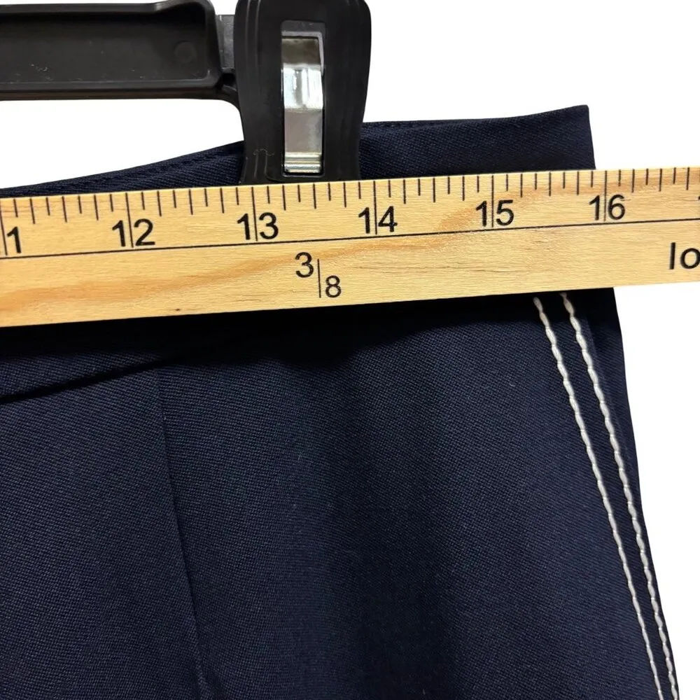 ESCADA Navy Blue Virgin Wool Dress Pants With White Contrast Size 38 Office Wear Size M - Image 4