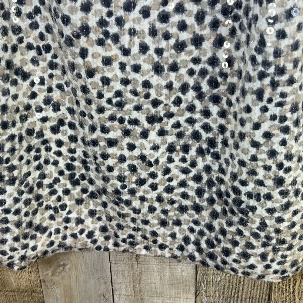 Ann Taylor Size Medium Black & Tan Animal Print Tank Top w/Clear Sequins - Image 4
