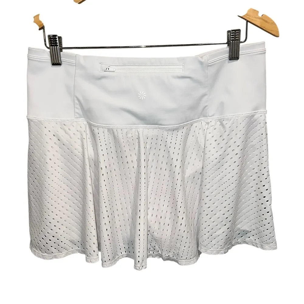 Athleta White Perforated Mini Skirt - Image 3