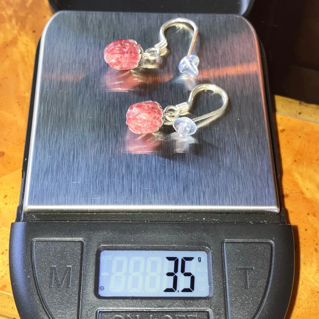 Norwegian Thulite Sterling Silver Earrings Red - Image 5