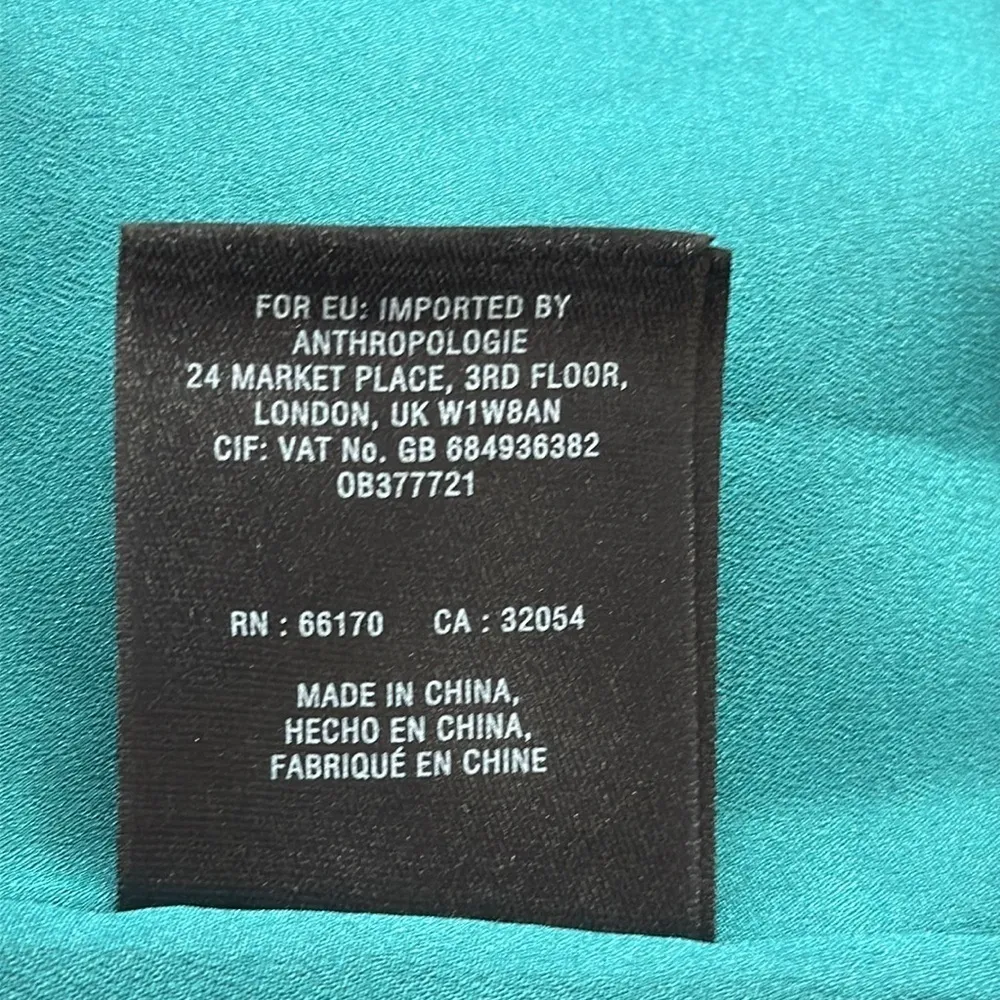 Anthropologie Moulinette Soeurs NWT Teal Green Fluttered Scrollwork Mini Dress - Image 10