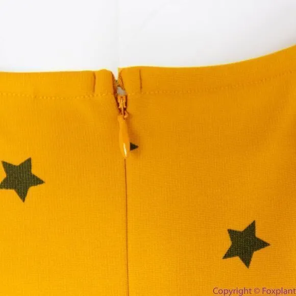Unique Vintage Gwynnie Bee Yellow Star Print Fit-And-Flare Dress, XL‎ - Image 13