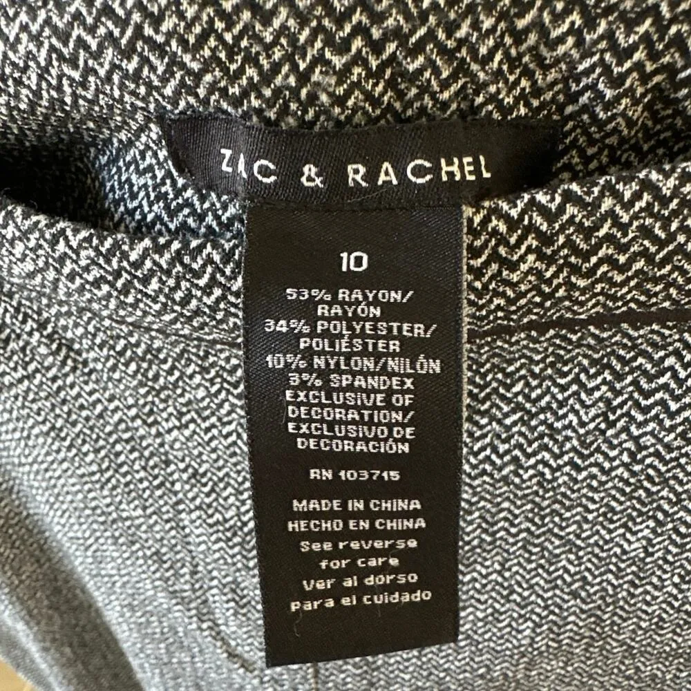 Zac and Rachel Trouser Pants Size 10 Black Zig Zag Pattern Rayon Dress Pant - Image 3