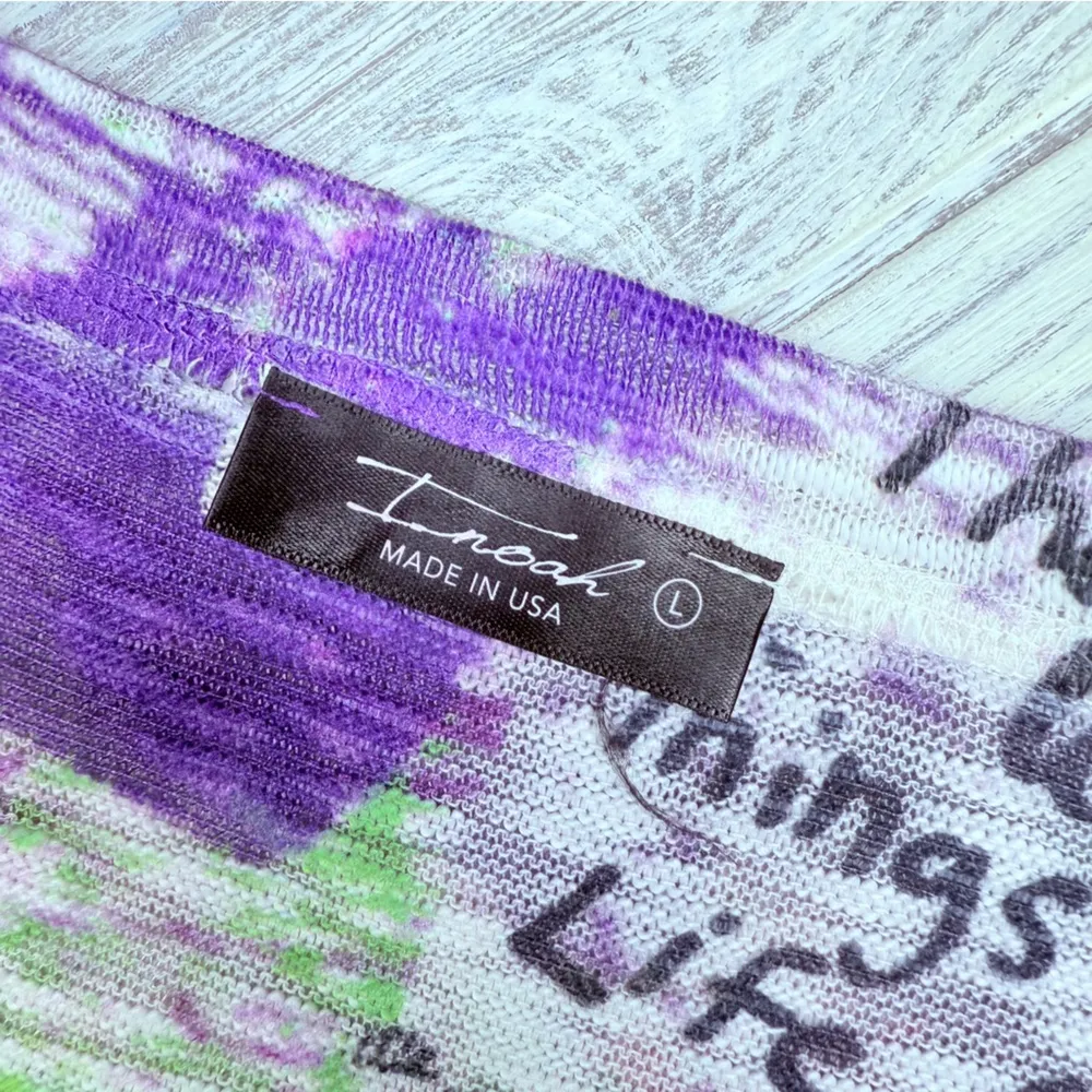 Inoah graffiti style white short sleeve unique hem shirt t shirt blouse large - Image 6