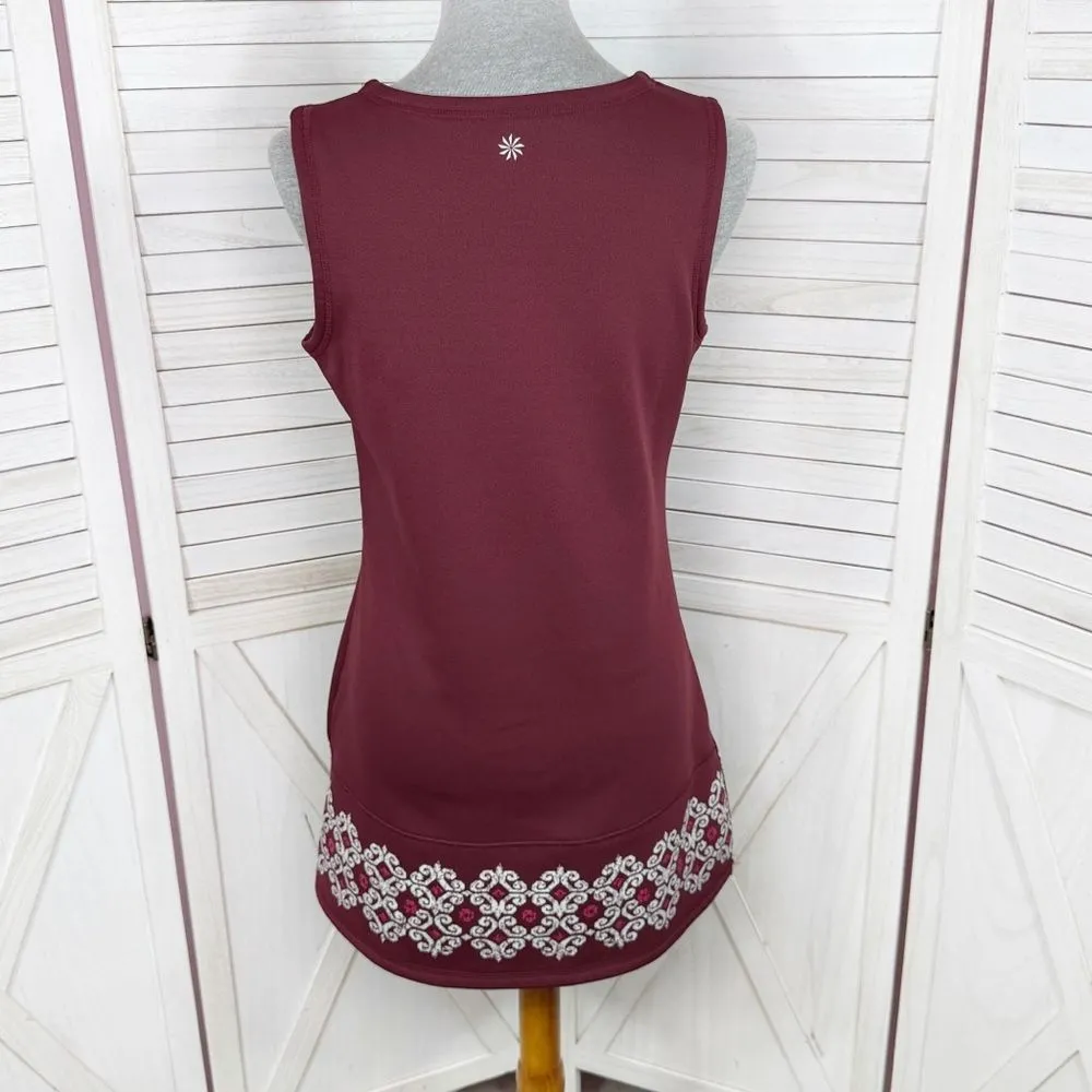 Athleta Sleeveless Tunic Fleece Lined Scuba Knit Dress Maroon Small‎ - Image 4