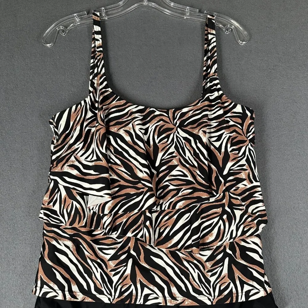 Byron Blue Australia Womens 12 US 1 Piece Scoop Neck Tankini Swim Suit Black - Image 3