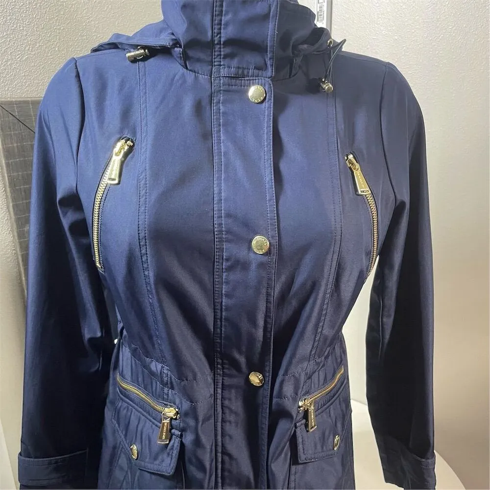COPY - Michael Kors Women's Petite Anorak Jacket Navy Gold Accents Size S - Image 4