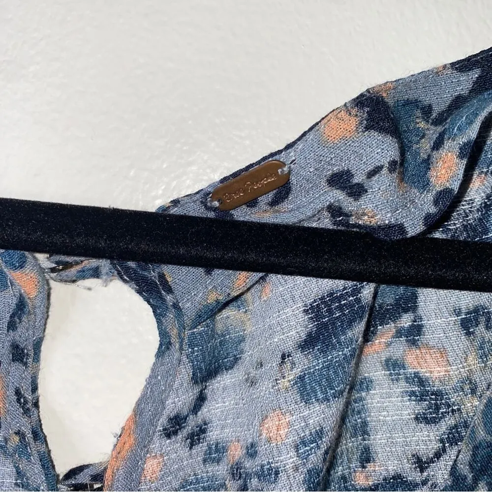 Free People All the Right Ruffles Romper Multicolored Blue Rain Jumpsuit Small - Image 7