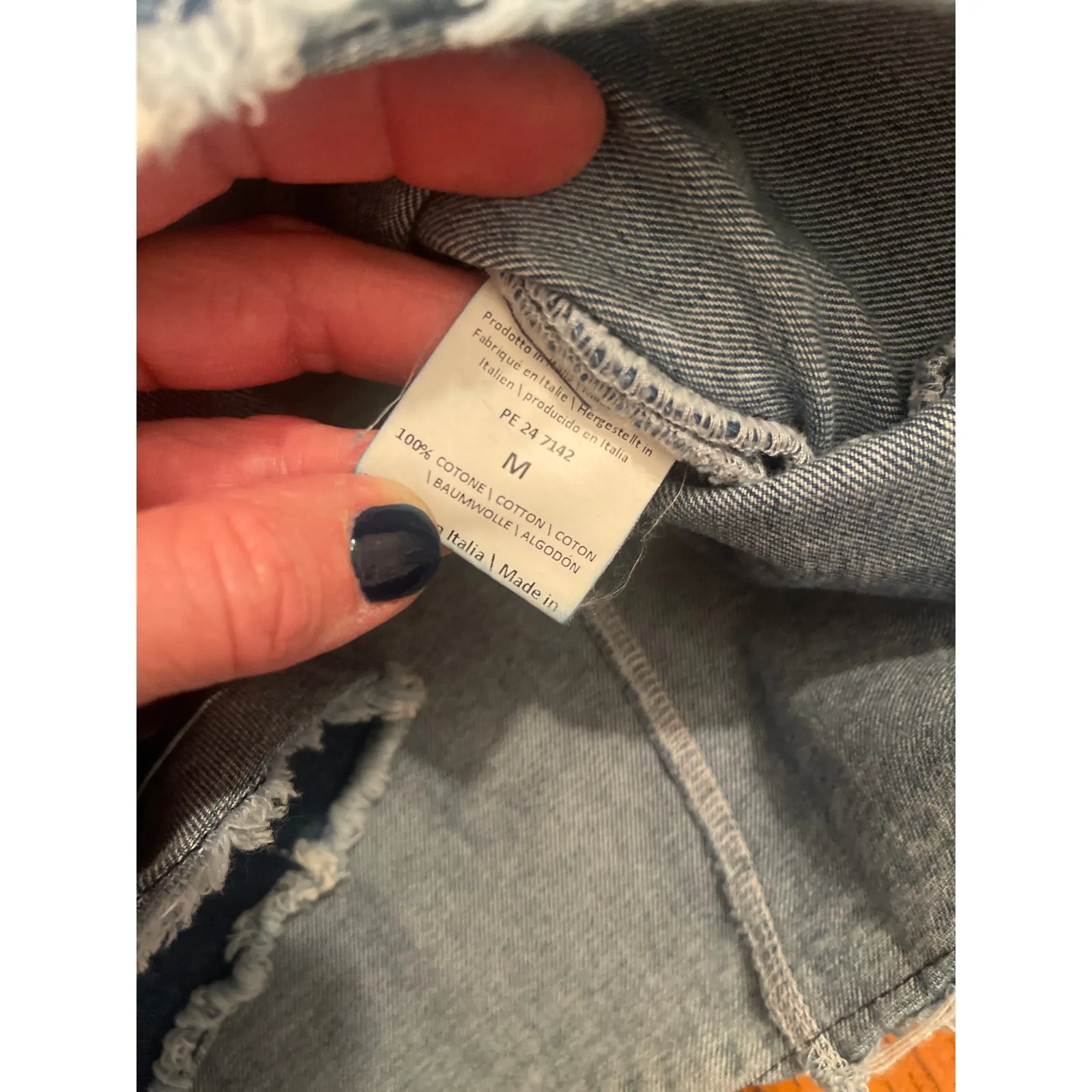 Ruffle denim jacket shirt cropped size M Blue Size M - Image 3