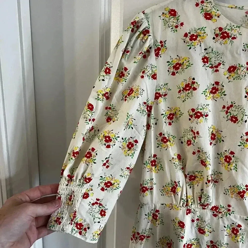 RIXO Maxi Floral Long Sleeve Dress Size Small Red - Image 8