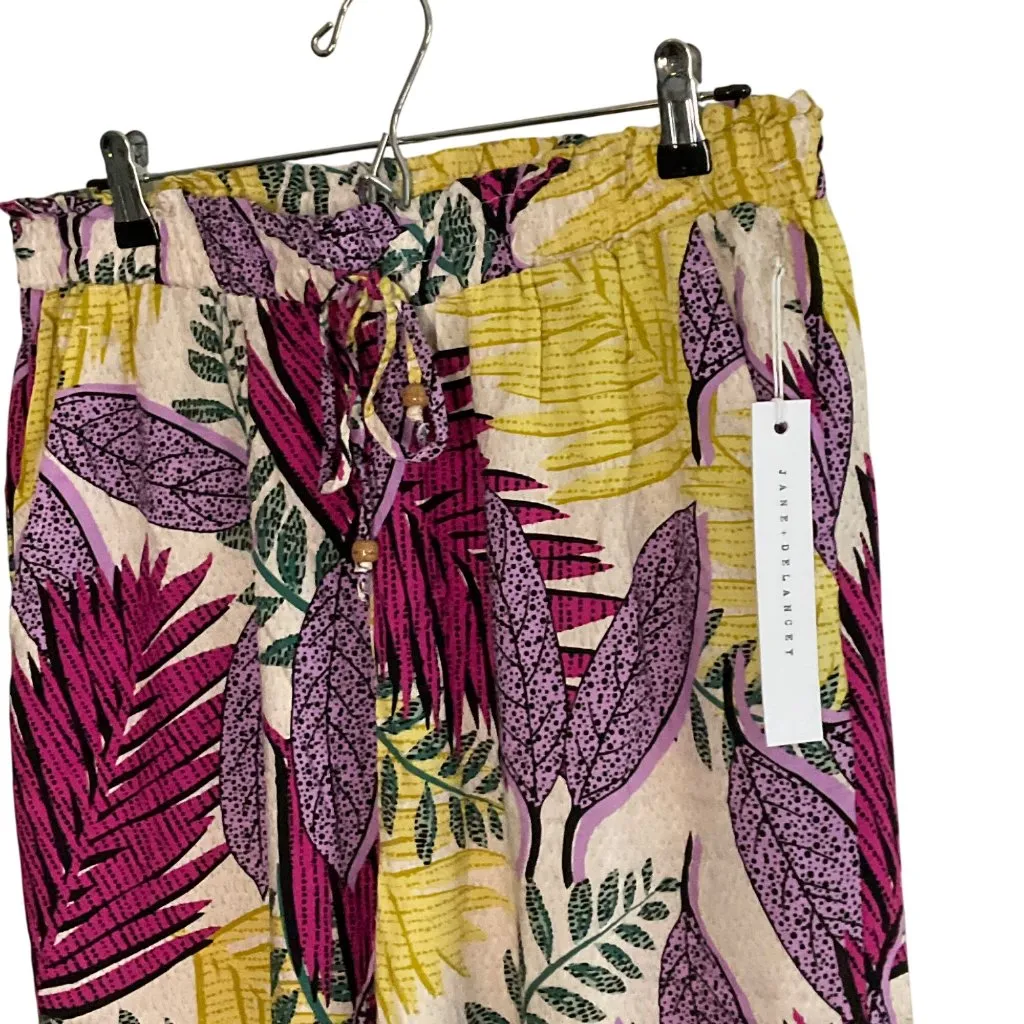 Jane + Delancey Womens Tropical Print Elastic Waist Wide Leg Pants Size L resort Purple Size L - Image 7