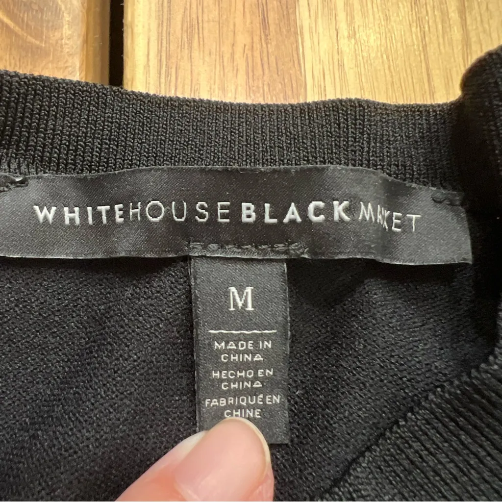 White House Black Market Black Knit Halter Top Size M - Image 3