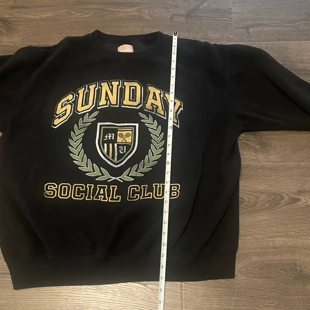 Show Me Your Mumu ‘Sunday Social Club’ Black Oversize Sweatshirt, Size Medium - Image 5