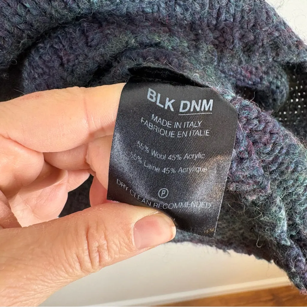 BLK DNM Women’s Italian Wool Blend Sweater Size XL Blue Purple Striped - Image 2