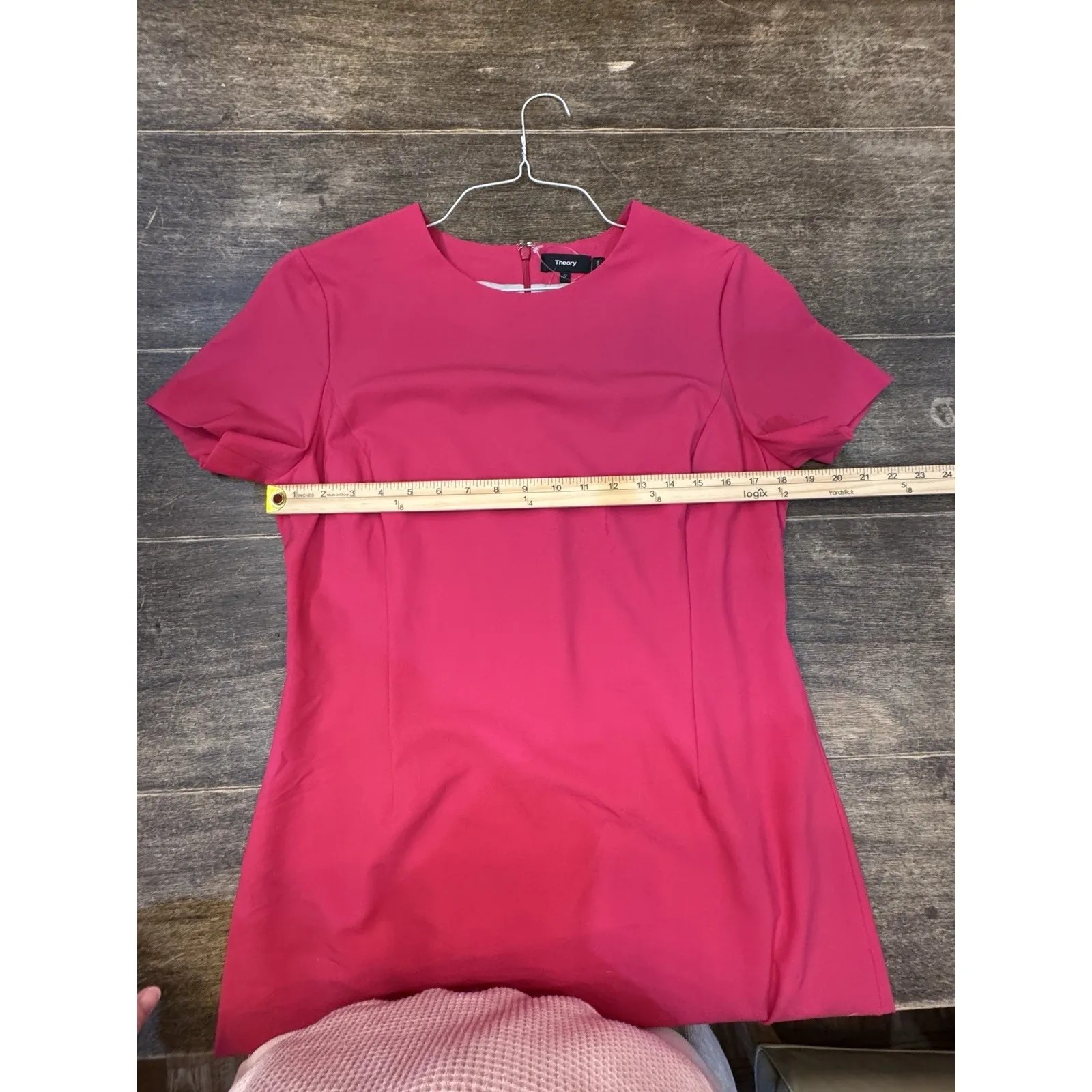 Theory Jatinn in Pink Stretch Wool Short Sleeve Dress Size 12 Sheath Career‎ - Image 9