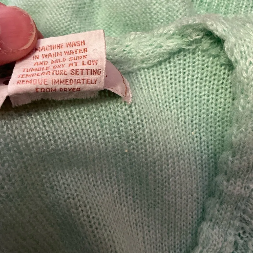 Vtg 70s mint green cardigan vest Size M - Image 4